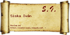 Siska Iván névjegykártya